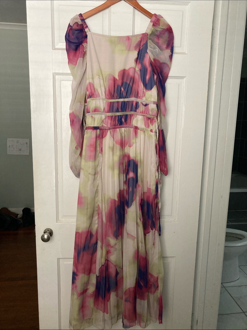 ASOS Cream Maxi Dress with Pink & Purple Watercolor Floral